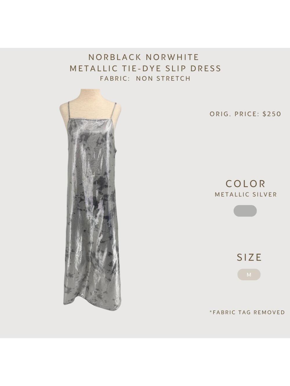 Norblack Norwhite Metallic Slip Dress Silver M - Picture 2 of 9